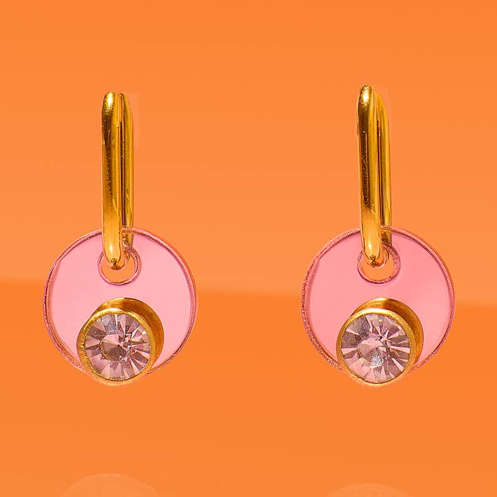 Tribe + Temple - Vendita all'ingrosso Orecchini a cerchio - Cerchi ovali con medaglione Deco Glam in oro rosa0