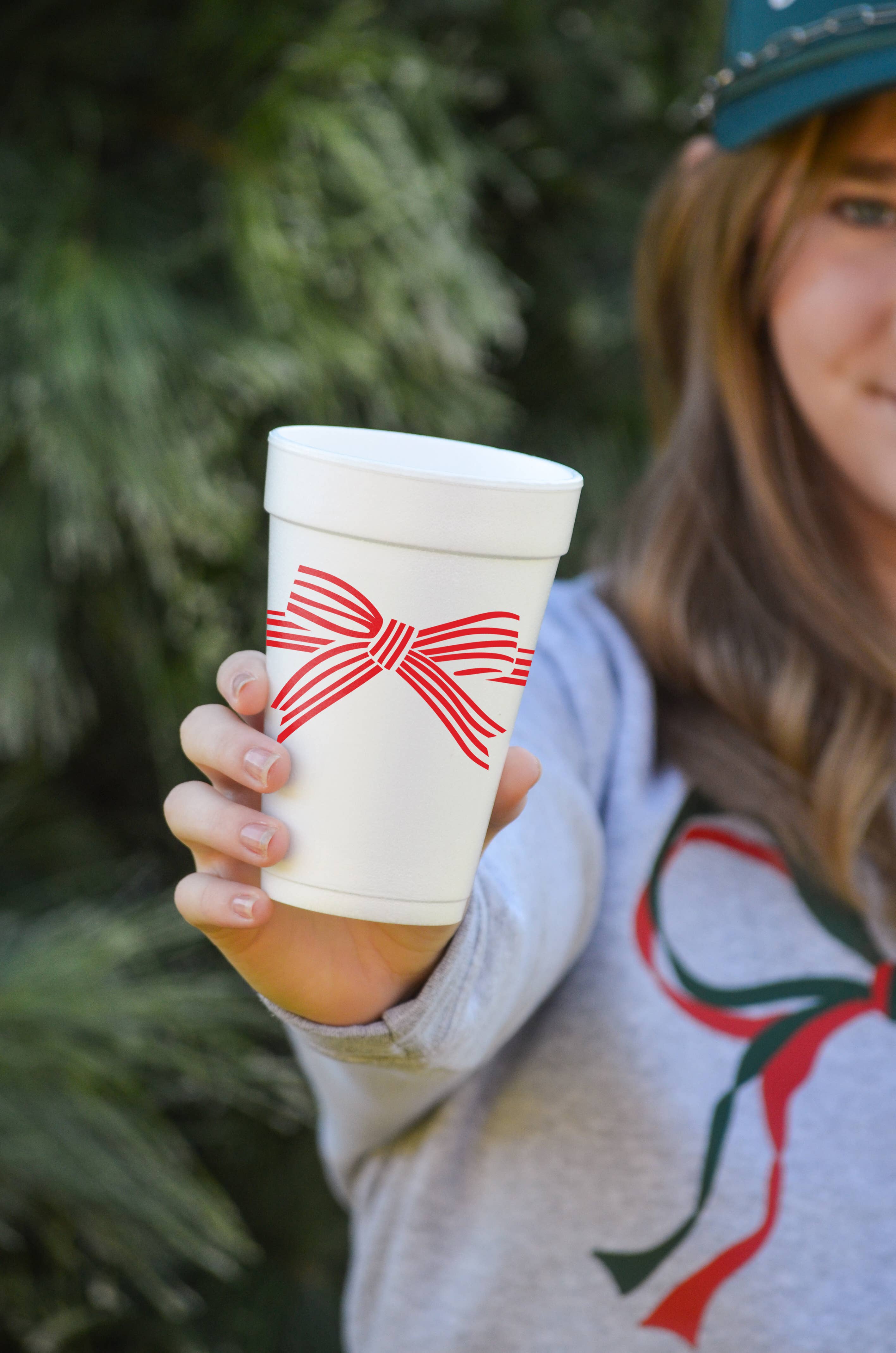 Old Town Social Club - Wholesale Disposable Cup - Red Bow 16oz. Foam Party Cups (Set of 10)2