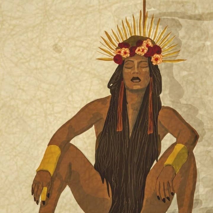 Dreadlocks Women Art Print | Floral Crowned Women | Black Nude Art | Gallery Wall | Regalo per il riscaldamento della casa | Regalo per Lei | Stampa artistica per la vendita all'ingrosso da parte di Organique Rita | Art Prints & Stationary