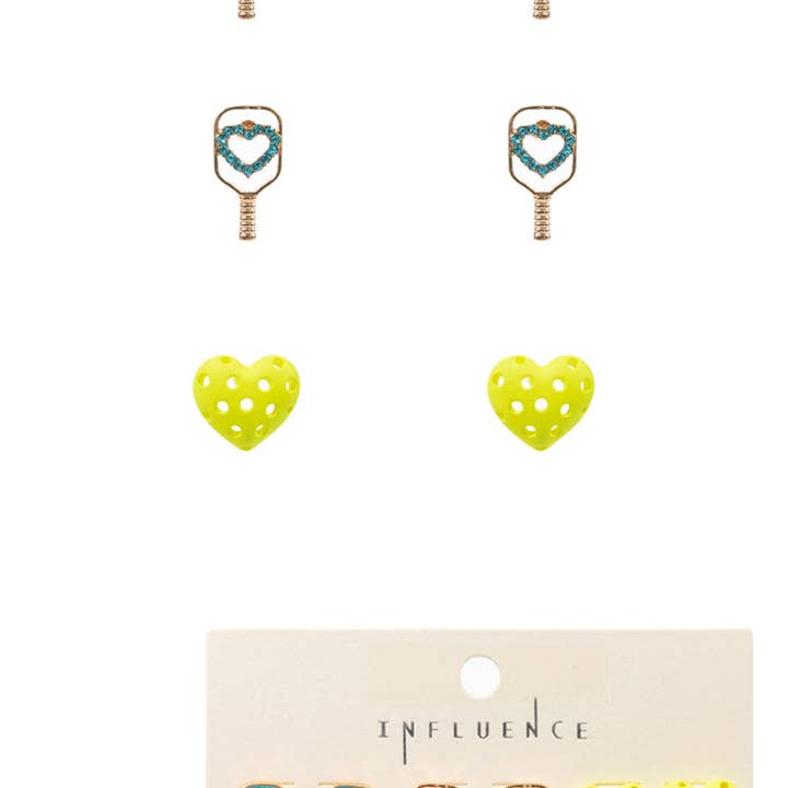Designature New York - Wholesale Jewelry Set - Sports Pickleball Enamel Print 3 Set Post Earrings2