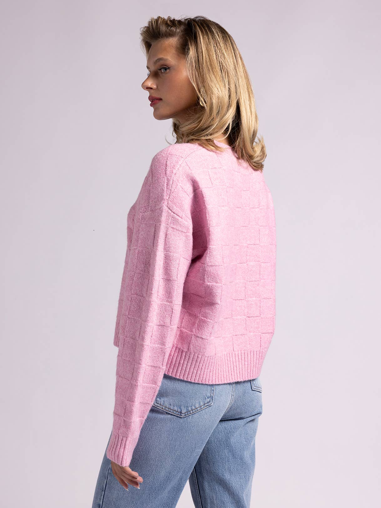 Weekend Los Angeles - Wholesale Knit Sweater - Women's - Crewneck Checkered Sweater - HAILEY SWEATER12