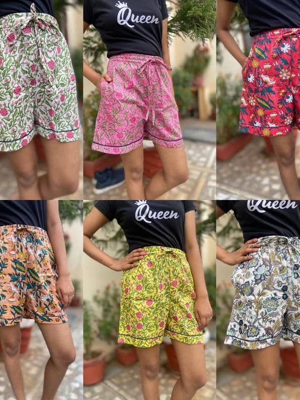 5 Pcs Lot Handmade Cotton Printed Shorts Women Pants for wholesale by Bhawana Handicrafts