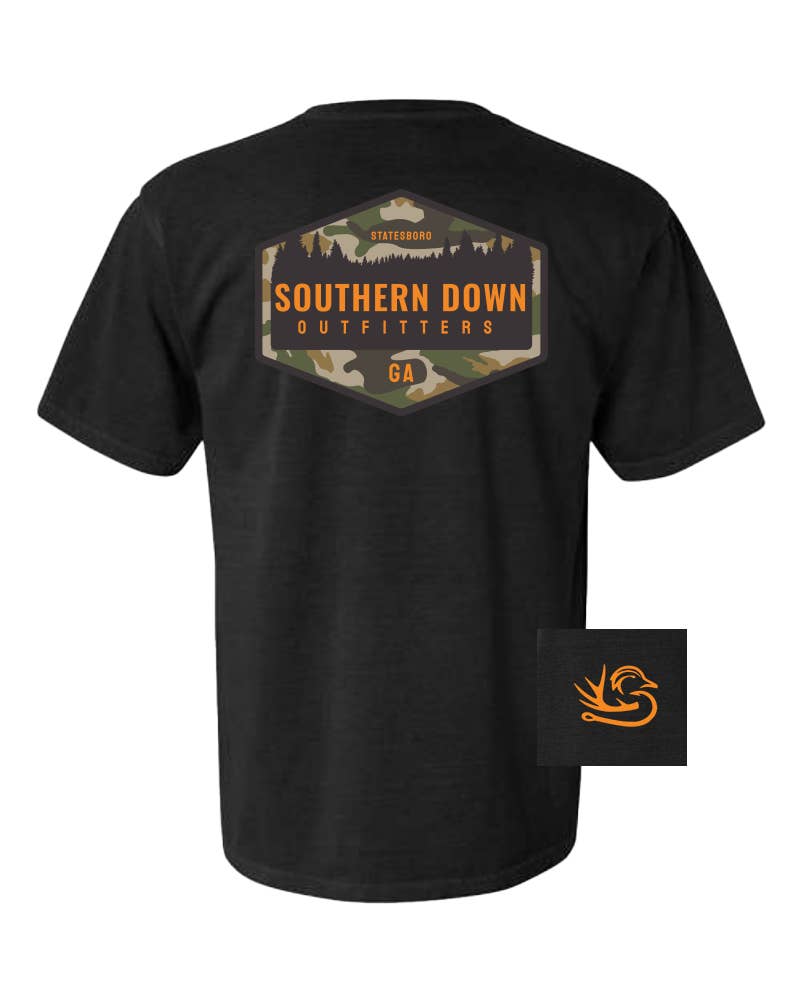 Southern Down Outfitters - Wholesale Screen Printed T-Shirt - Kids - Camo Logo Black Tshirt Youth