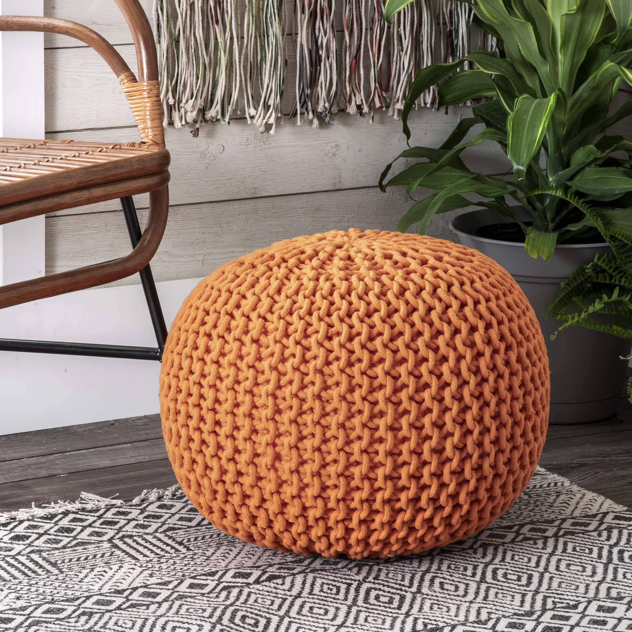 nuLOOM - Wholesale Pouf - Bruges Knit Cotton Solid Round Filled Ottoman Pouf3
