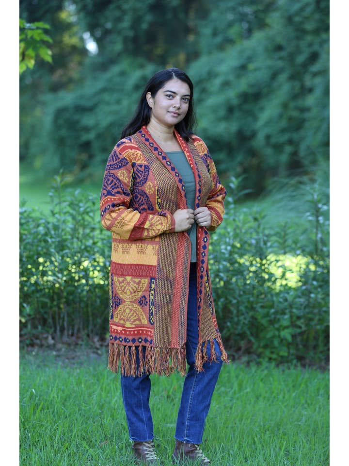 Sacred Threads – wholesale Cardigan – Women’s – Autumn Radiance Boho Knit Cardigan with Tassels1
