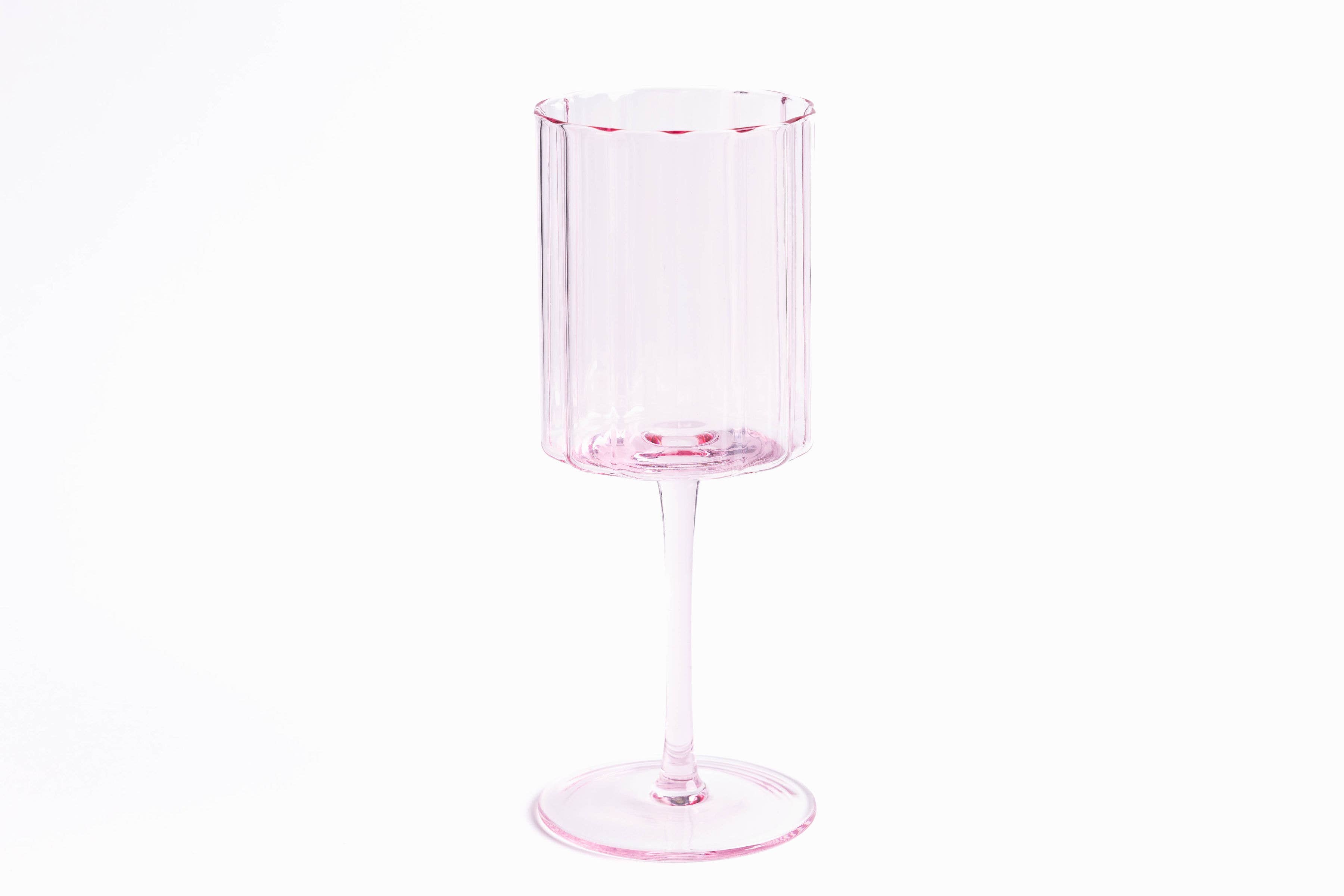 Jeanne Fitz - Wholesale Wine Glass - Scalloped Rim Fluted Wine Glass, Set of 4, Pink5