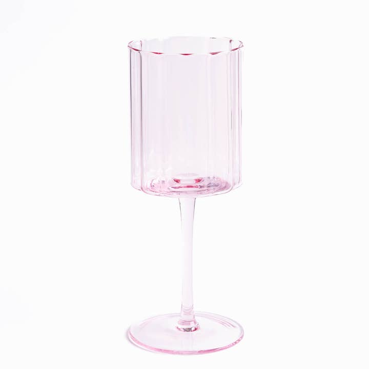 Jeanne Fitz - Wholesale Wine Glass - Scalloped Rim Fluted Wine Glass, Set of 4, Pink5