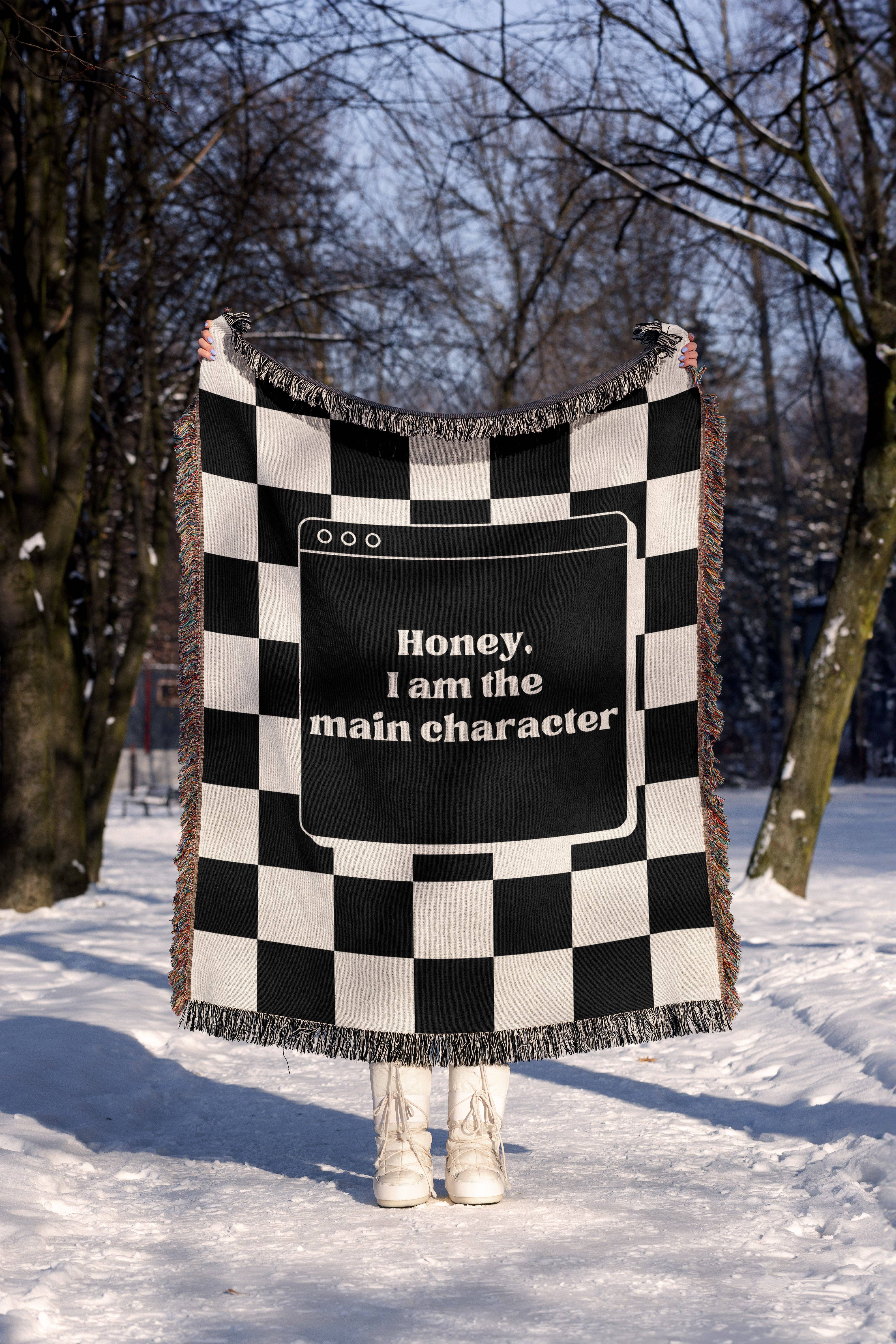 MagicMerchEmporium - Wholesale Throw Blanket - Honey, I Am the Main Character" Woven Throw Blanket1