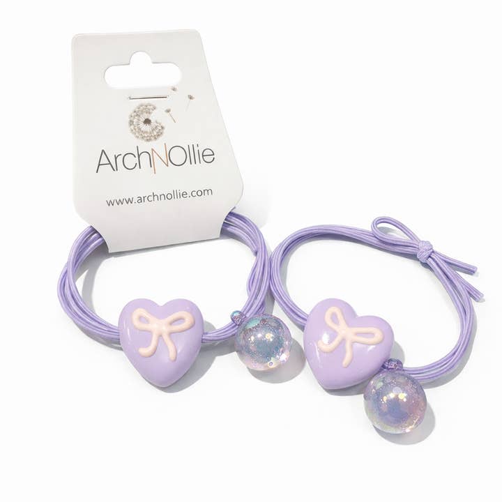 Lazos de Corazón con Bandas Bobble - Lavanda para venta al por mayor de ANO - ArchNOllie