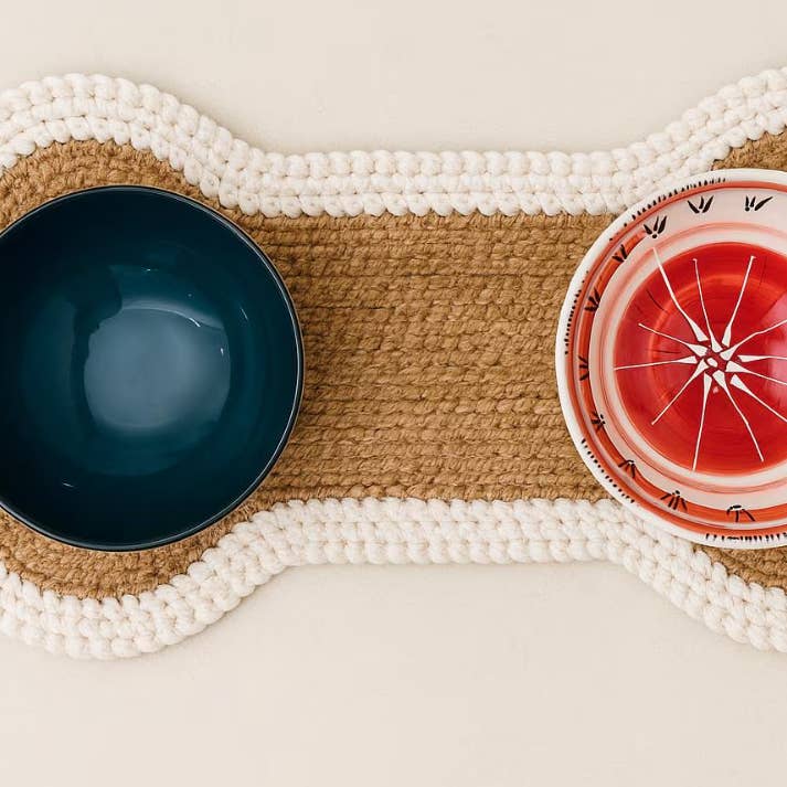 Handmade Jute Dog Food Placemat – Eco-Friendly Pet Feeding for wholesale by BlacKarz Home Decor