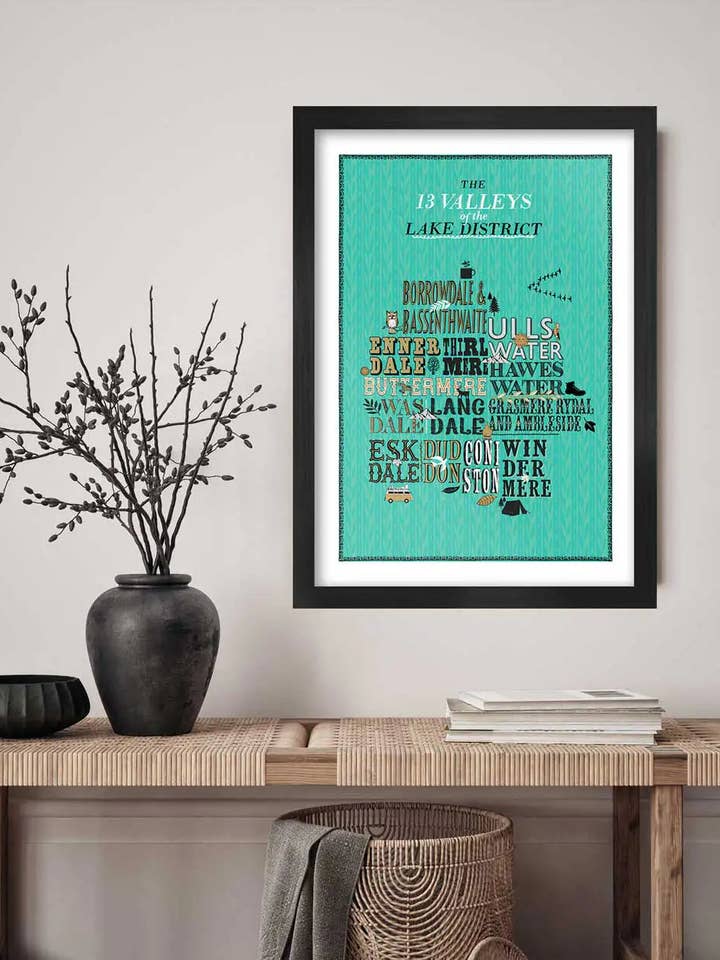 13 Vallées - Affiche Imprimée du Lake District pour la vente par The Northern Line