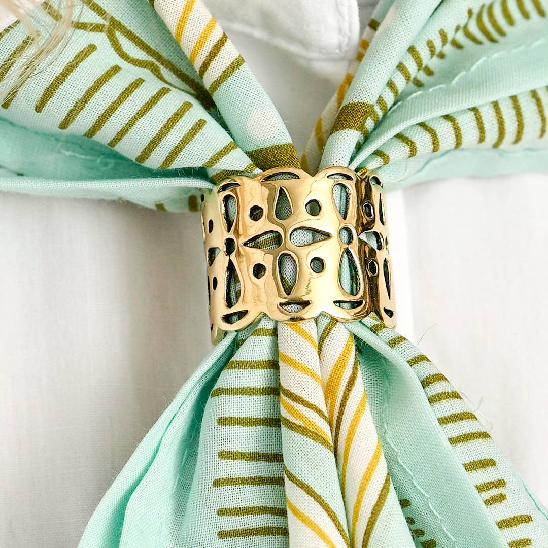 Handker Bandanas - Wholesale Bandana - Women's - Tula Brass Bandana Slide Ring   2