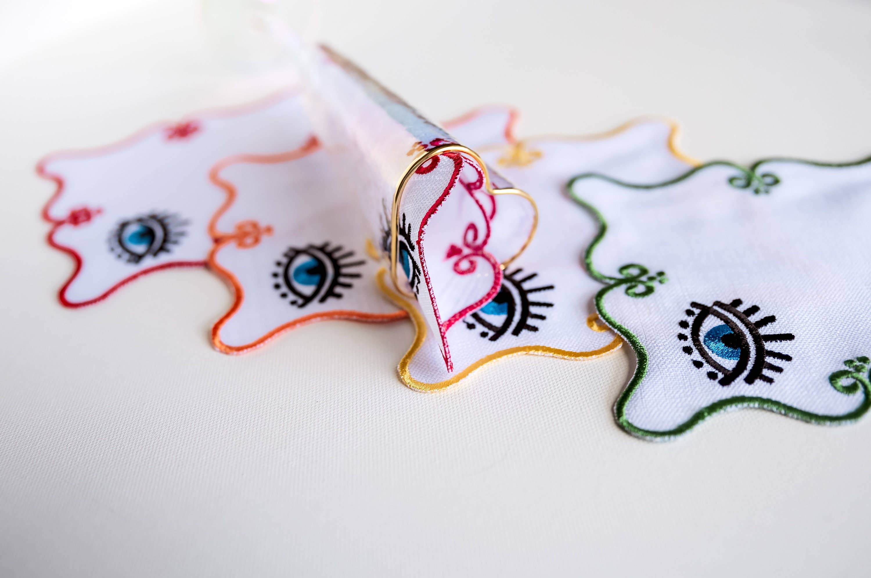 Hemsin Atelier – wholesale Middags- och tygservett – Ond öga broderade linneservetter (Bästsäljare)8