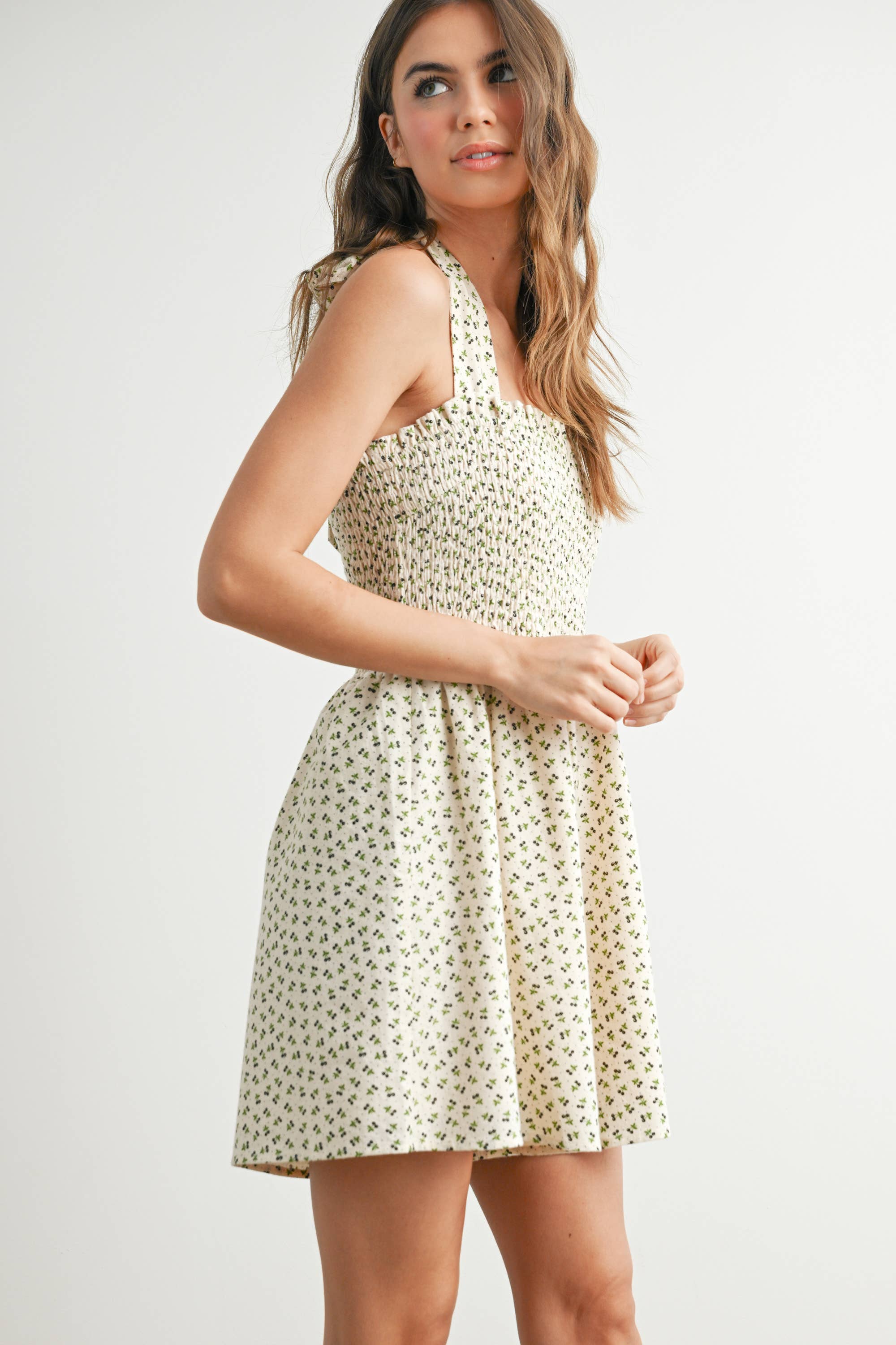 BUTTERMELON - Wholesale Dress - Women's - Classic Ditsy Mini Dress - BMR76728