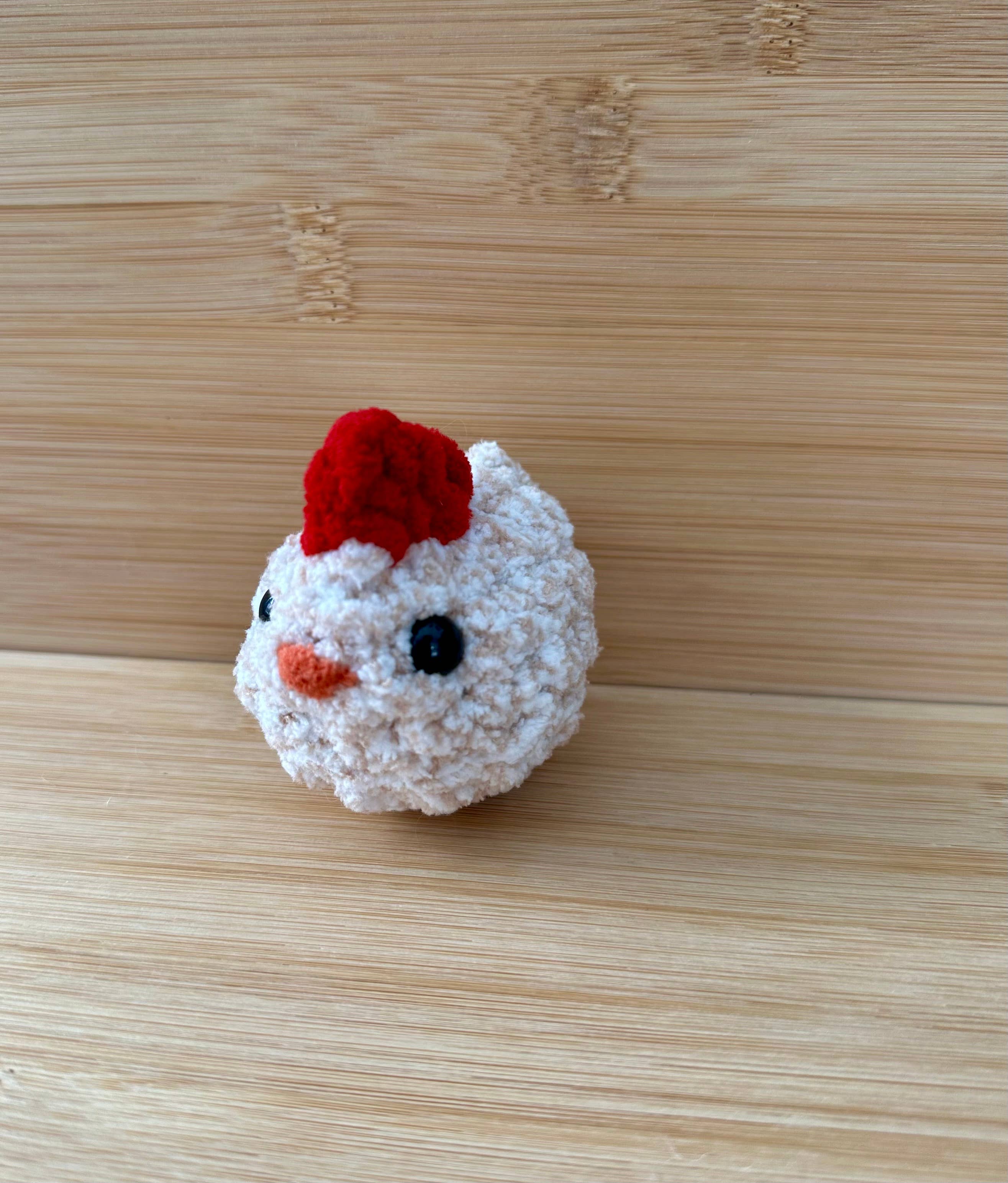 Cool Beanz Crochet - Wholesale Decorative Tabletop Object - Tiny Pocket Pet Crochet Chicken - Cream Speckle
