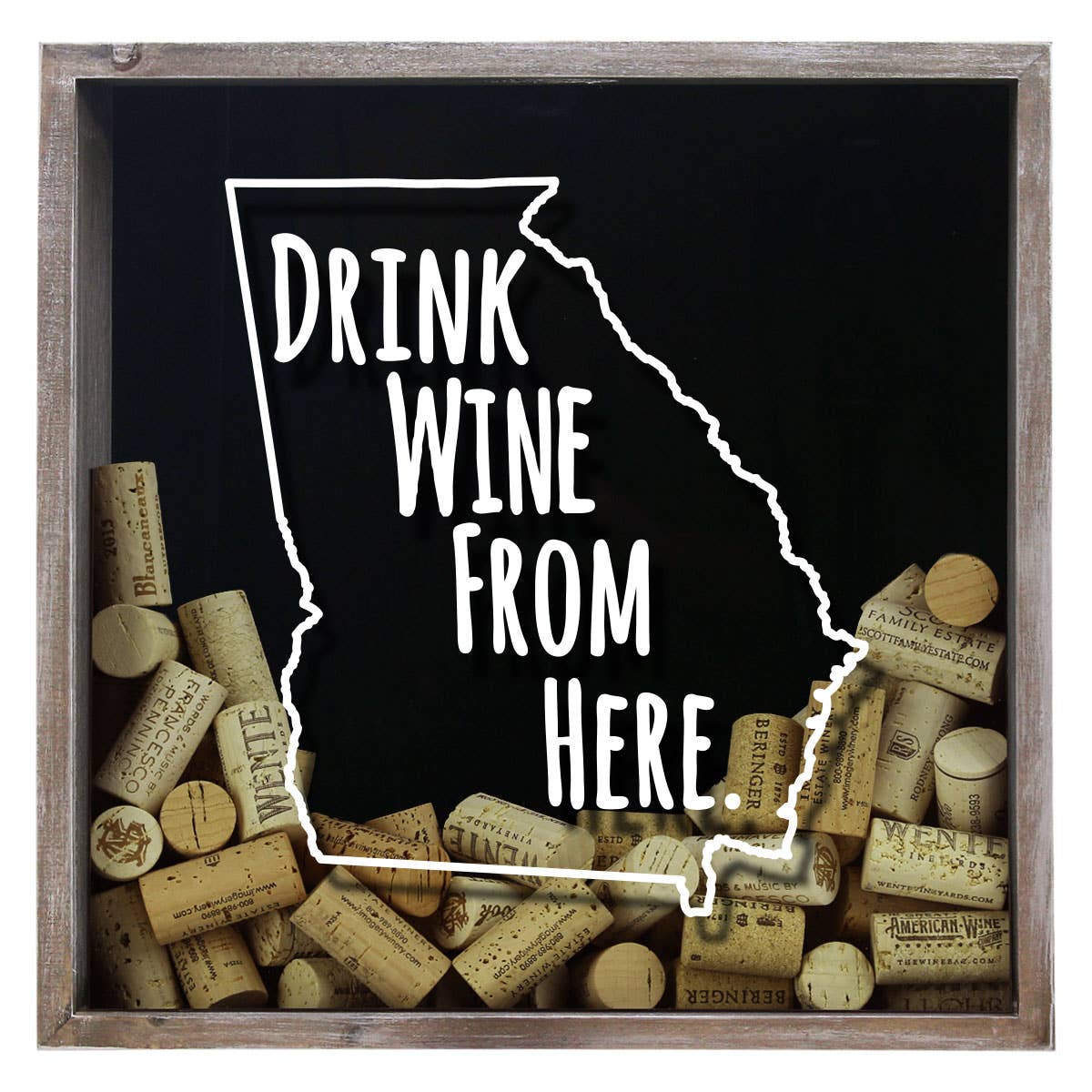 Torched Products - Wholesale Sign - Drink Wine From Here Beer Cap Shadow Box - Farmhouse Antique8