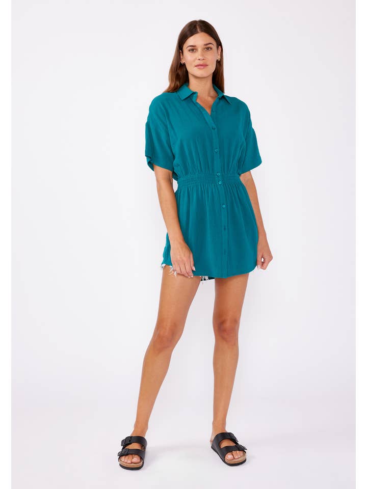 Lovestitch - Wholesale Tunic - Women's - Sheer Drop Shoulder Button Down Smocked Tunic10