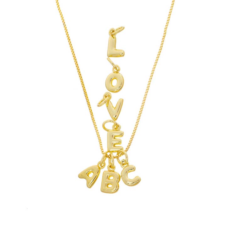 Jewel Pledge - Wholesale Individual Charm/Pendant - Gold Balloon Alphabet Initial Letter Charm CPG8233