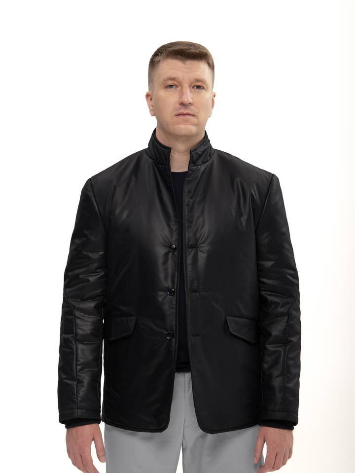Black puffer jacket, Fall clothing men for wholesale by MERCES