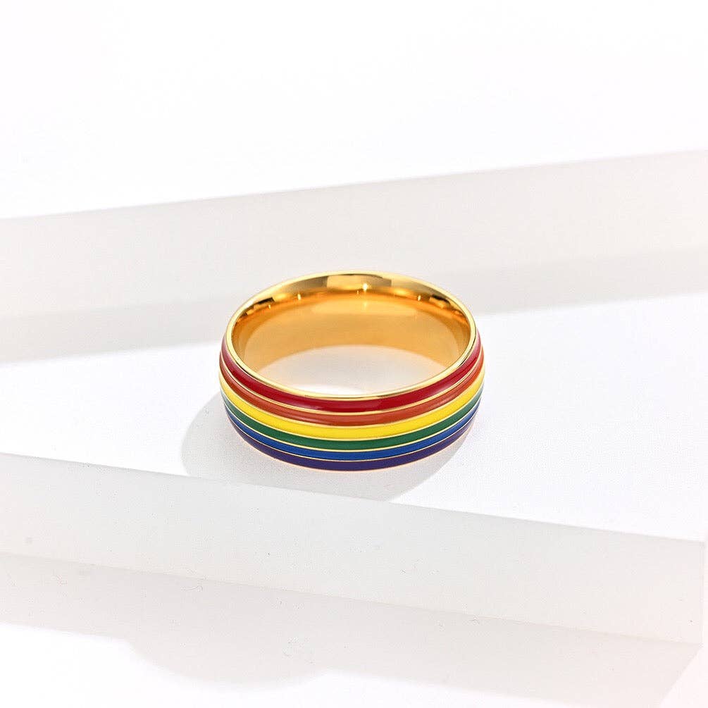 Perimade & Co. LLC - Wholesale Band/Stacked Ring - Rainbow LGBTQ Pride Stacked Band Ring in Stainless Steel5