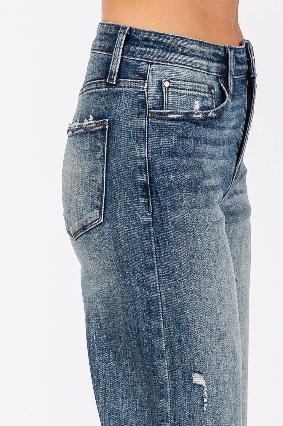 Petra153 - Wholesale Jeans - Women's - P1296T-DM HIGH RISE STRETCH LOOSE STRAIGHT W/ CUFFED HEM10