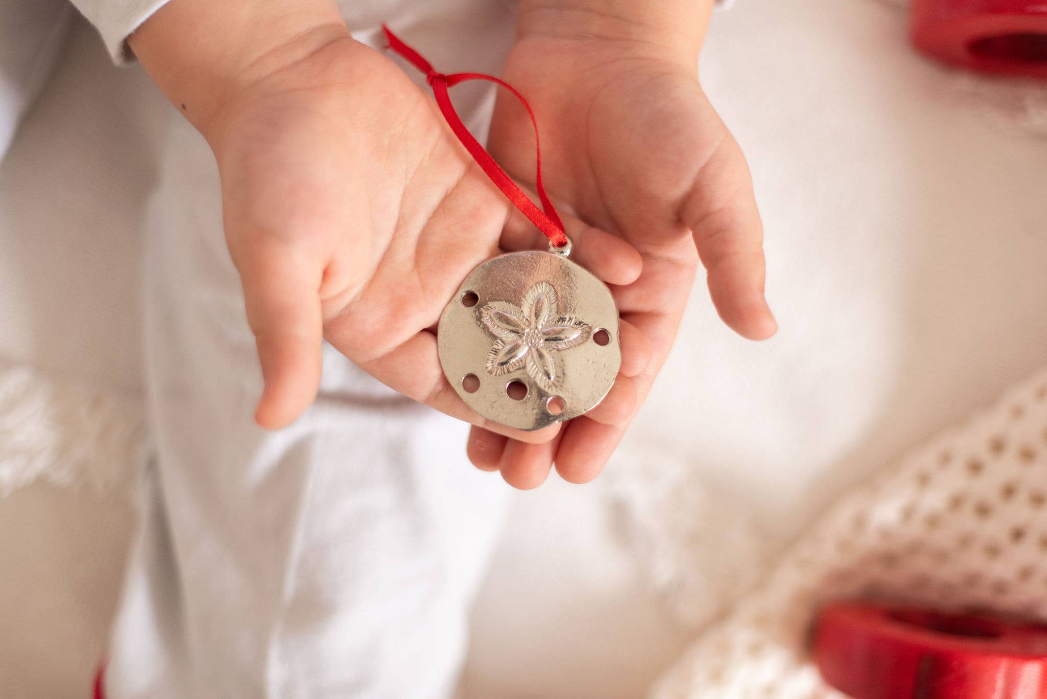 House of Morgan Pewter - Wholesale Ornament - Handmade Sand Dollar Seashell Christmas Ornament Pewter2