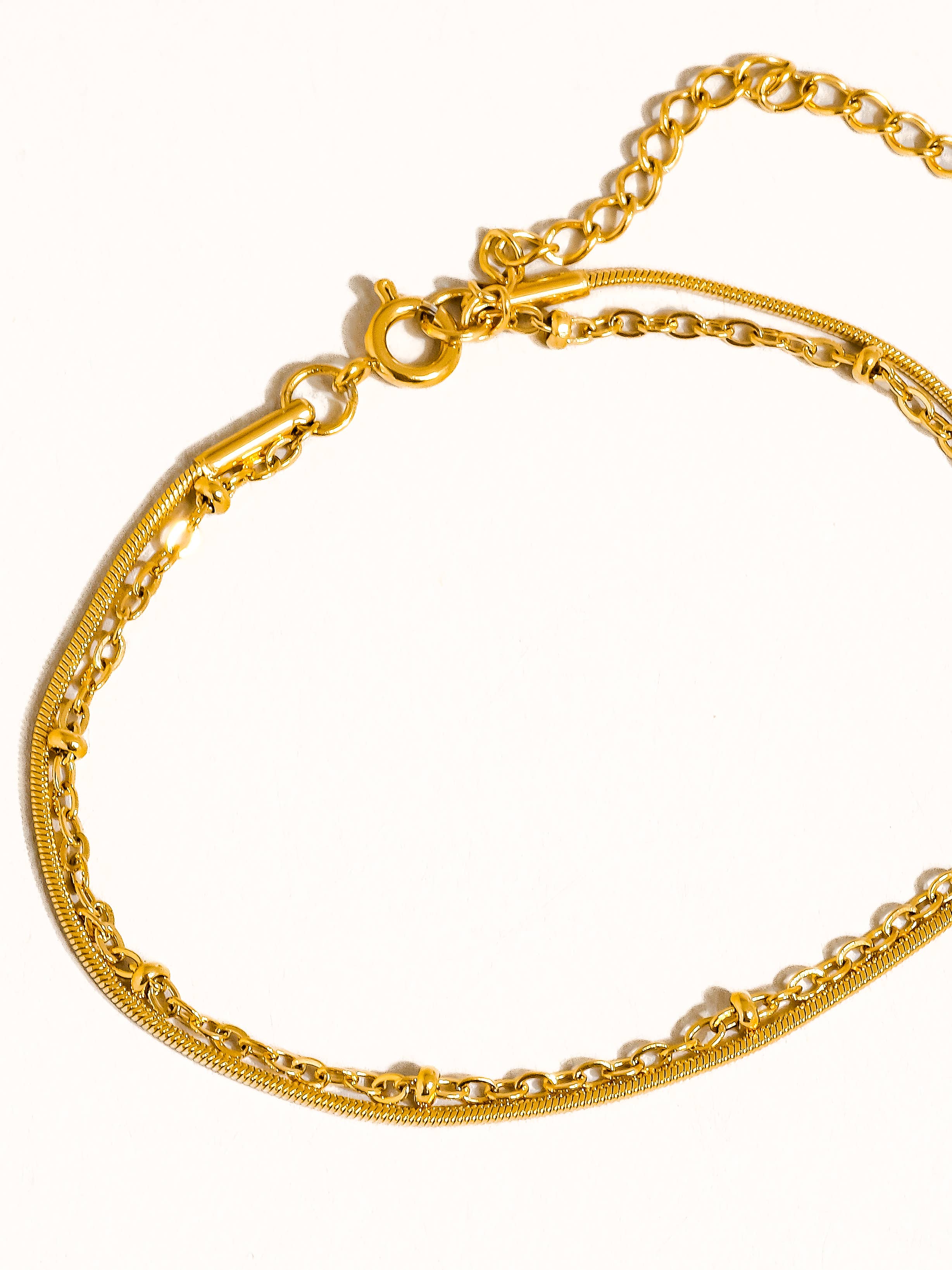 Alma 18K Gold Non-Tarnish Classic Thin double chain Bracelet for wholesale on Faire2
