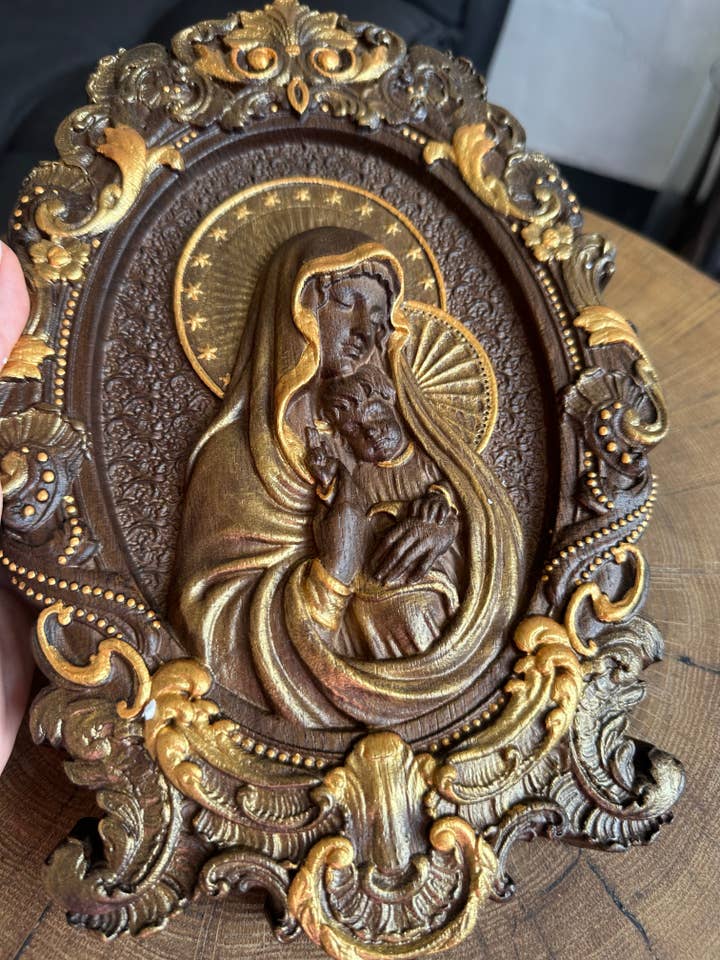 Blessed Virgin Mary wood wall modern art handmade decor for wholesale by KozakWorkshop