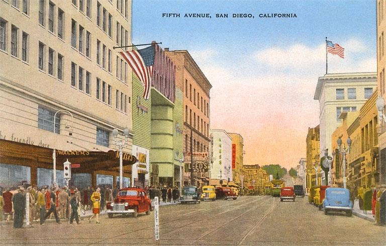 Found Image Press - Wholesale Postcard - Postcard SD-451 Fifth Avenue, Downtown, San Diego, Californi0