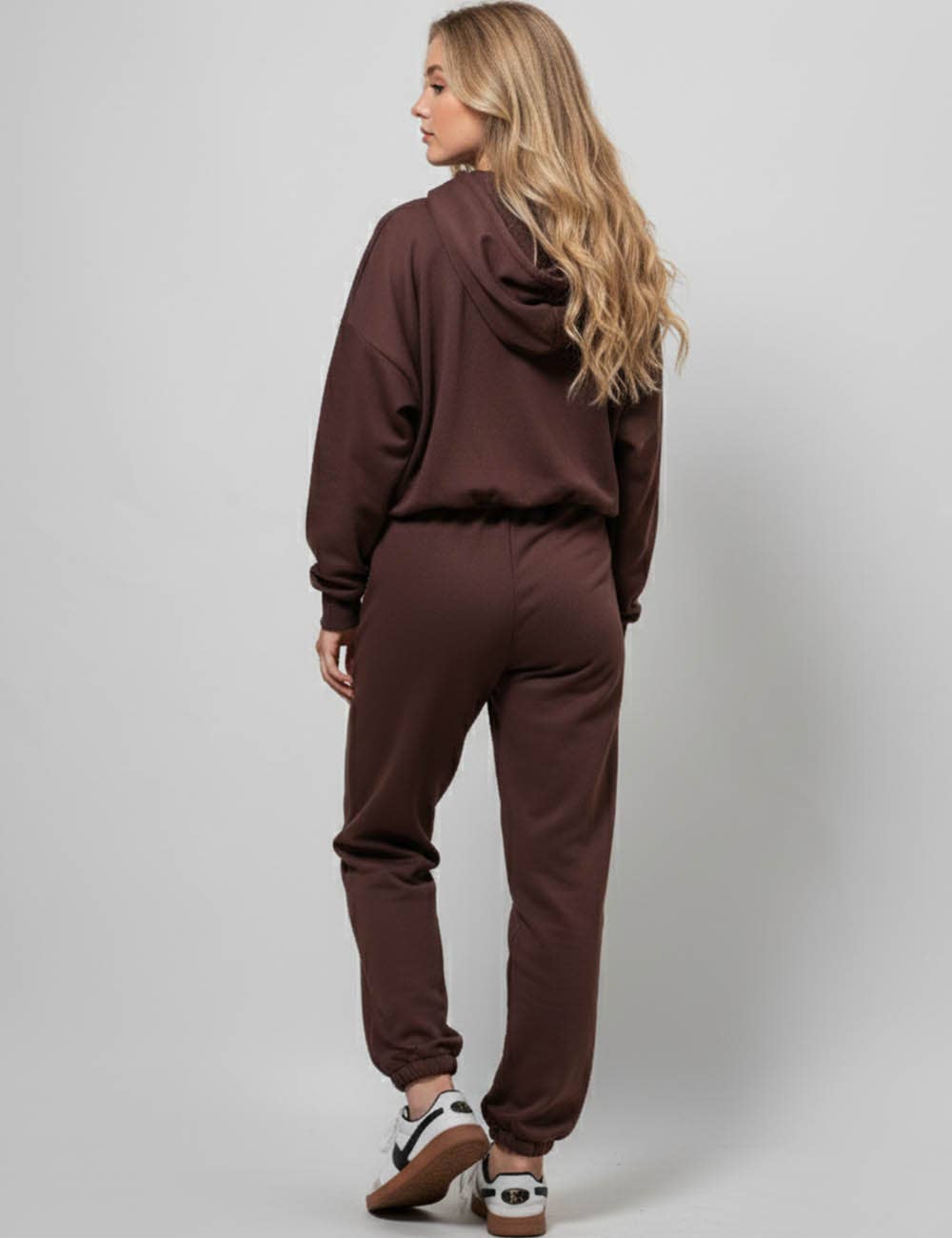 Sweetkama - Venta al por mayor Sudadera con capucha - Mujer - Conjunto diario de sudadera con capucha y pantalón para mujer en color sólido11