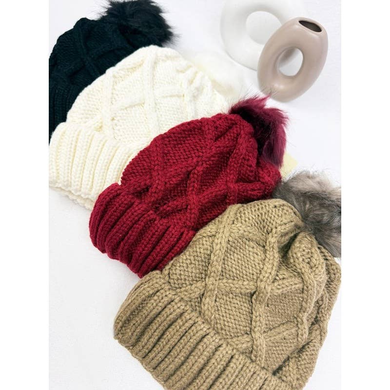 MIX COLOR Thick Cable Knit Beanie for wholesale on Faire6