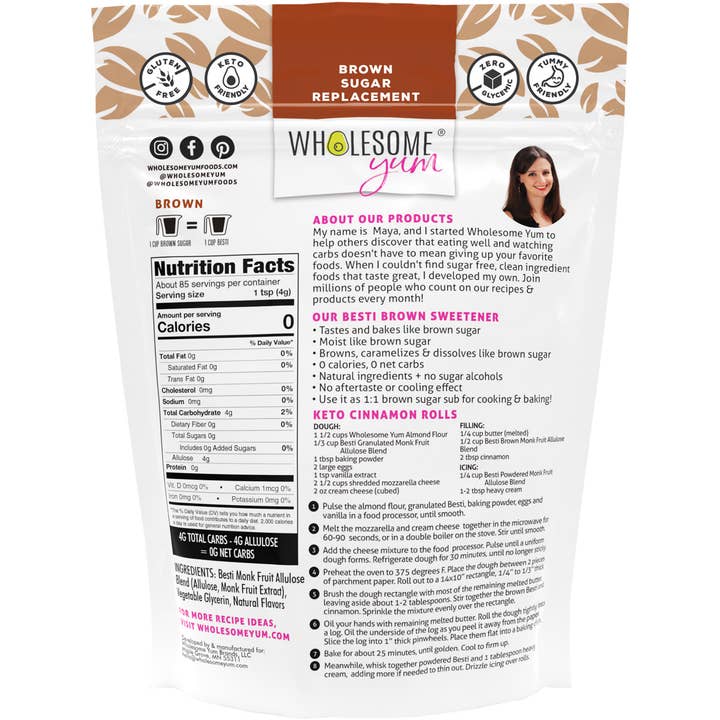 Wholesome Yum – wholesale Sugar/Sweetener – Besti Brown Monk Fruit Sweetener with Allulose