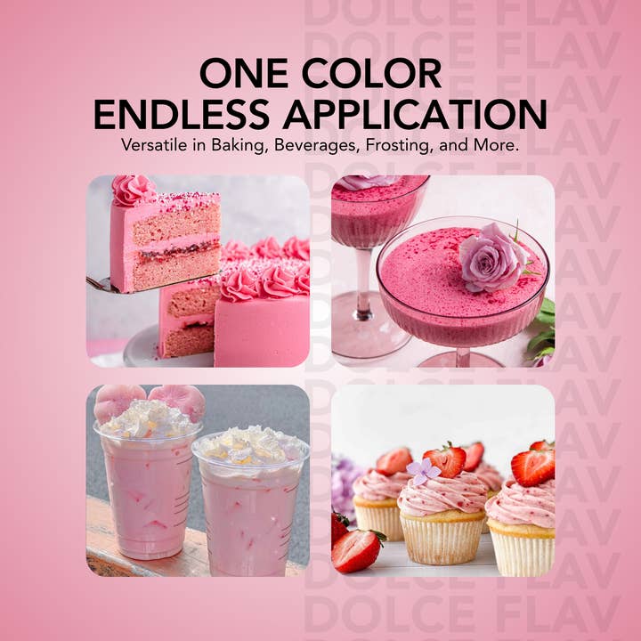 Dolce Flav - Wholesale Cocktail mix/syrup - Natural Pink Food Color - Water Soluble7