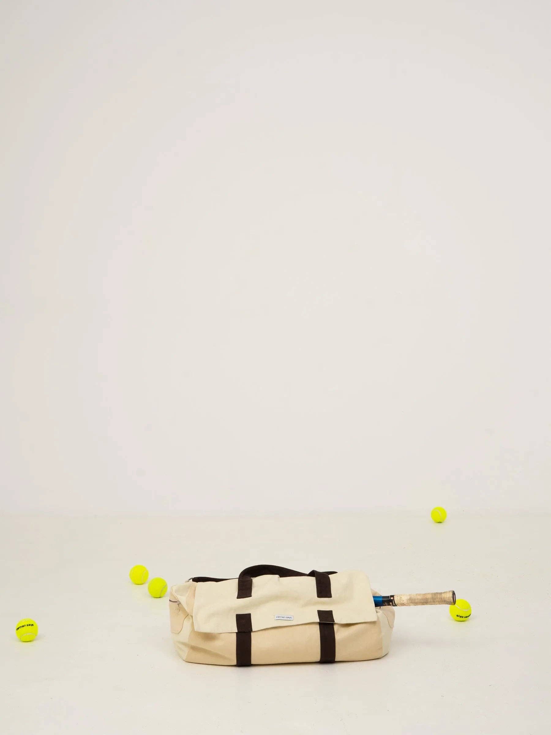 CARMEN SAYS - Wholesale Sports Bag - Unisex - Bolsa de deporte beige y marrón Form1