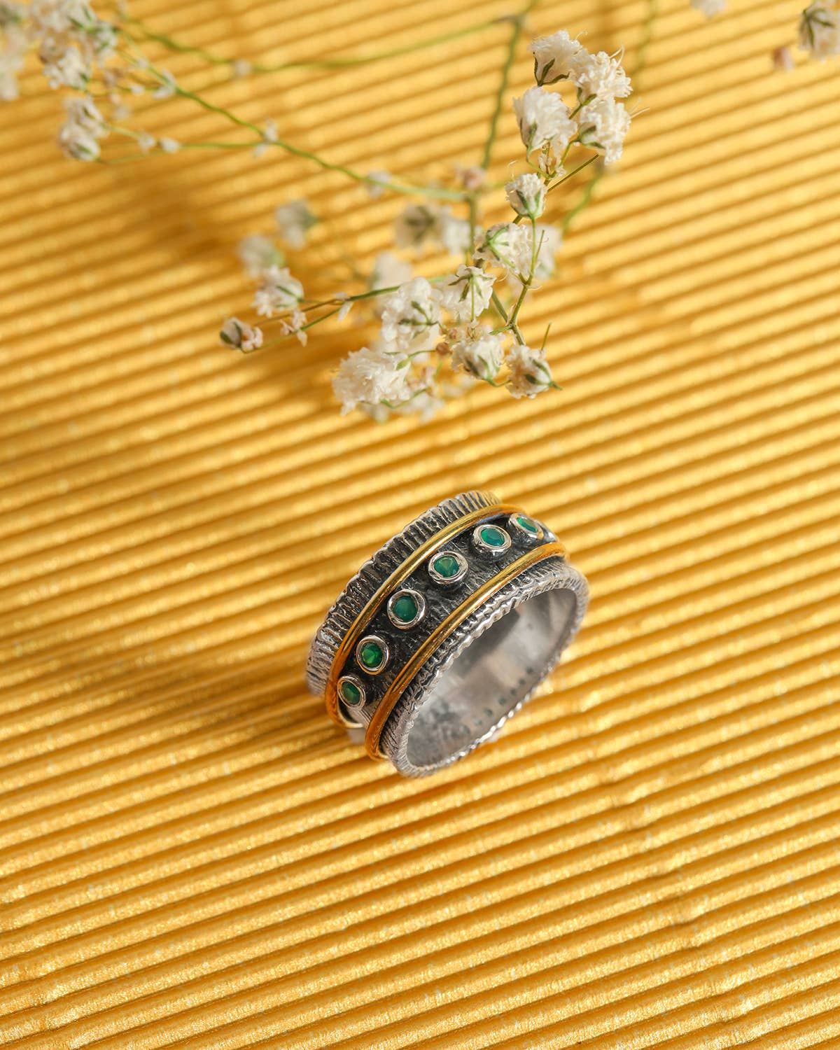 Tiramisu – wholesale Cocktail/statement ring – 925 Silver Green Onyx Verdant Pulse Statement Ring1