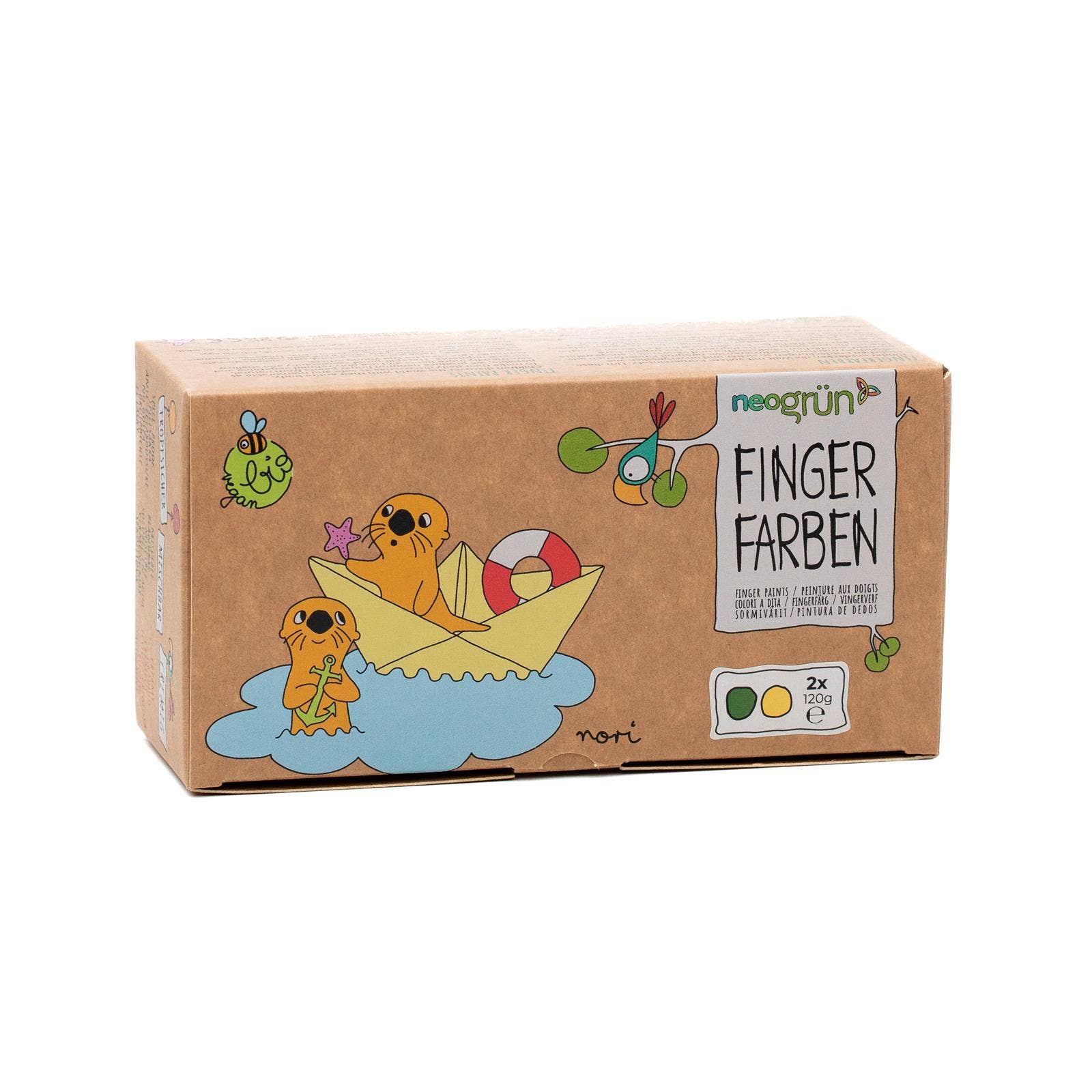 NEOGRÜN – wholesale Fingerfärg – Ekologiska veganska fingerfärger set om 2, ”Nori” grön/gul1