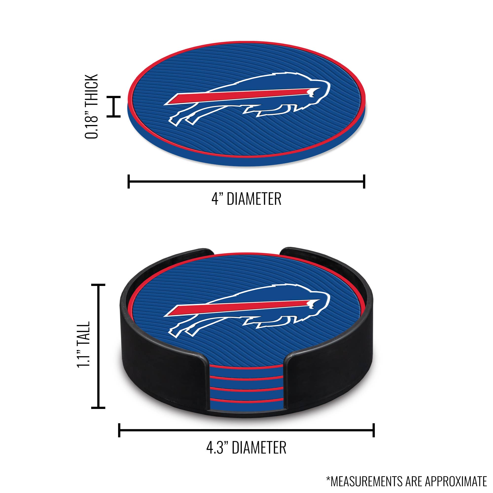 Rico Industries - Wholesale Coasters - Buffalo Bills Molded PVC Coaster (4-Pack)4