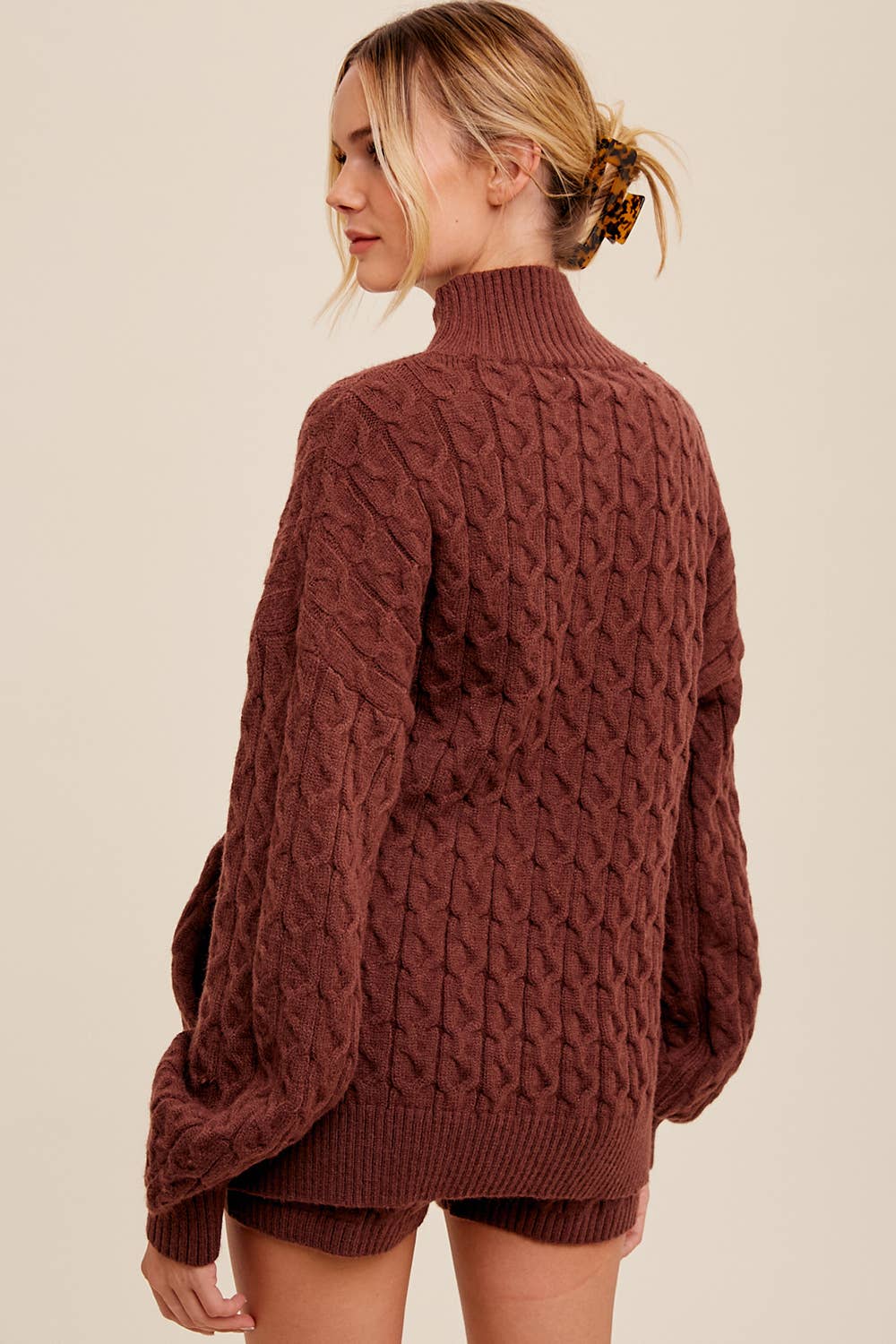 Listicle - Wholesale Lounge Set - Women's - Cable Knit Mock Neck Sweater Set LWSET0139