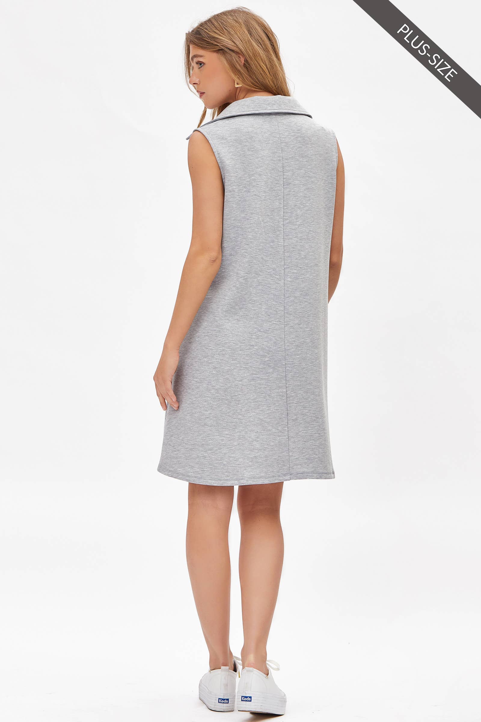 Dear Scarlett - Wholesale Dress - Women's - PLUS SIZE Collared Scuba Modal A-Line Dress TRV-CRUISEP21