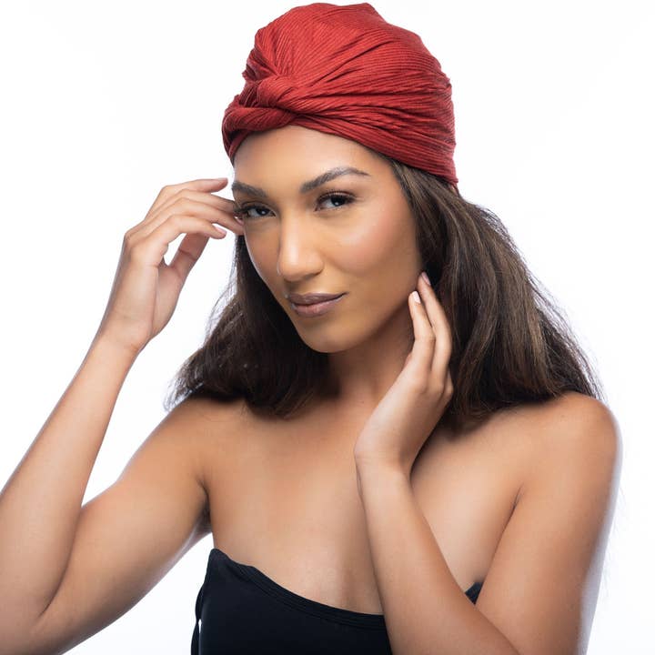 Paprika Luxe Ribbed Twisted Turban for wholesale by You Go Natural