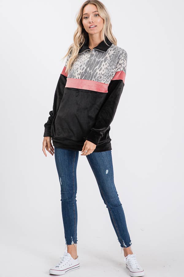 7th Ray - Wholesale Sweatshirt - Women's - Everyday Casual Half-Zip Activewear Sweatshirt T273318