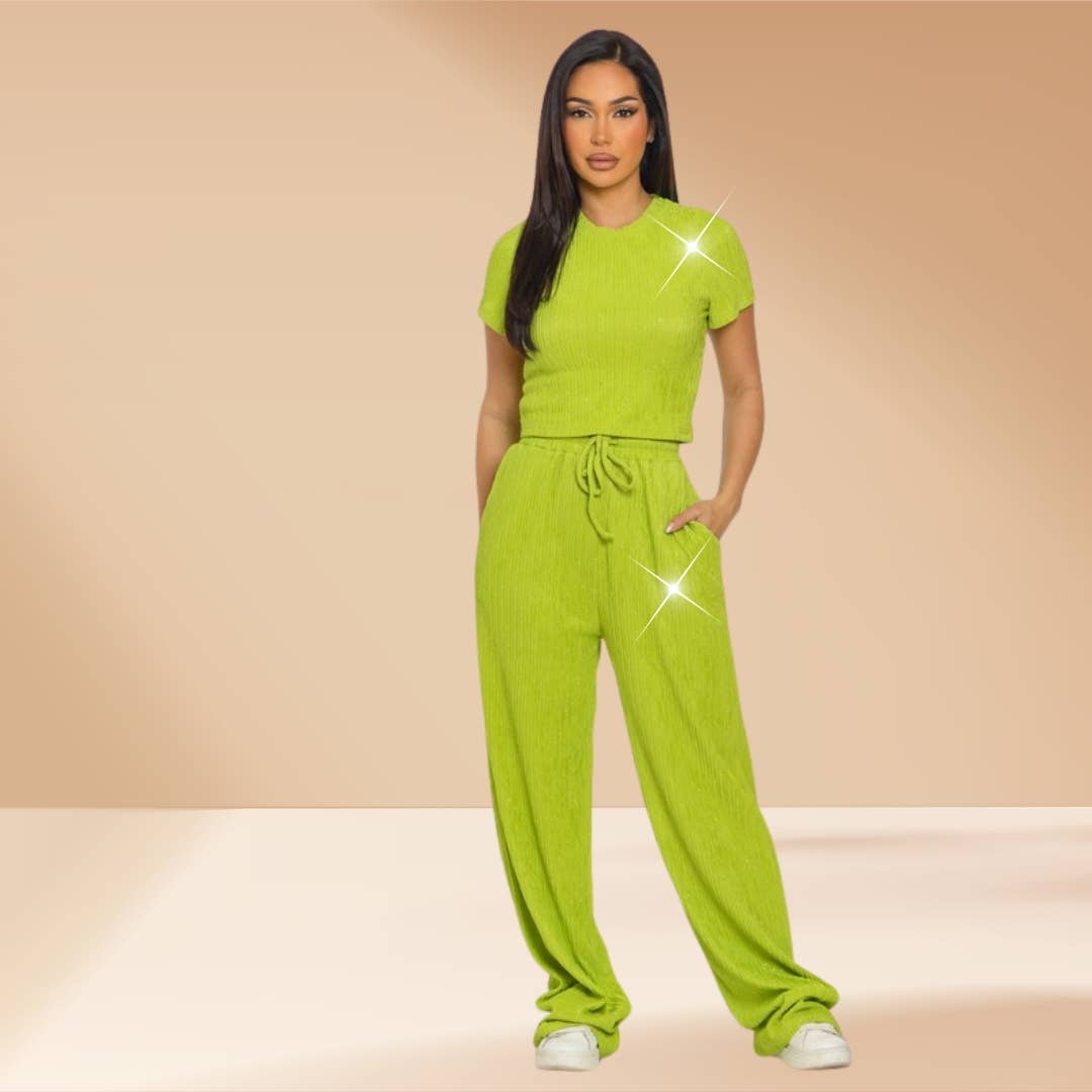 Celystrends – Engroshandel Top- og buksesæt (IKKE Loungewear) - Dame – Pyntet todelt buksetsæt med kort top og snoretræksbukser20