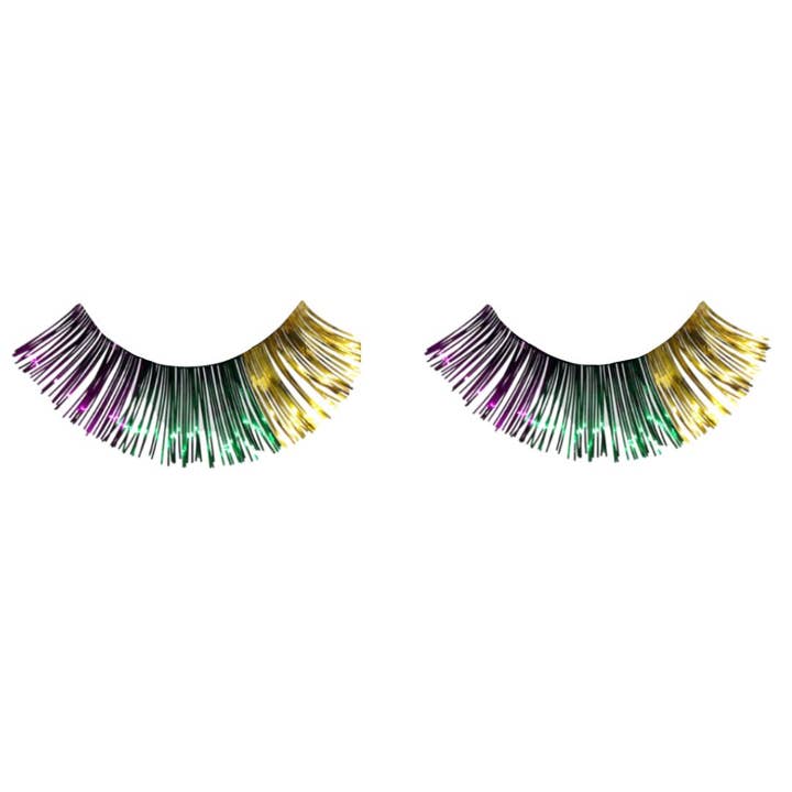 Purple, Green and Gold Mardi Gras Eyelashes (Pair) for wholesale by Plush Appeal LLC