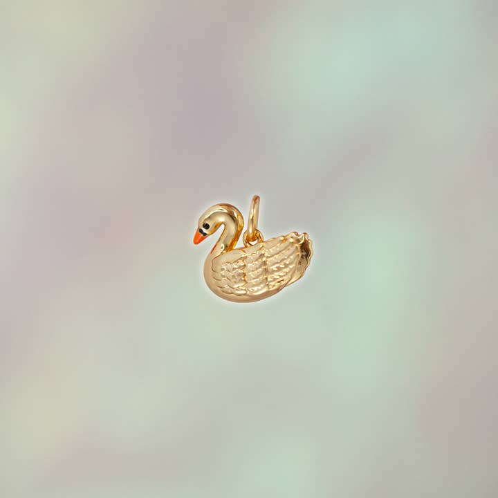 Wildflower + Co. - Wholesale Individual Charm/Pendant - Swan Charm, Gold