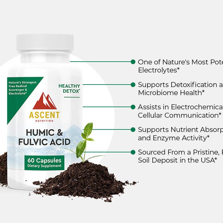 Ascent Nutrition - Wholesale Oral Supplement/Vitamin - Humic & Fulvic Acid, 60 Capsules, 500 mg each