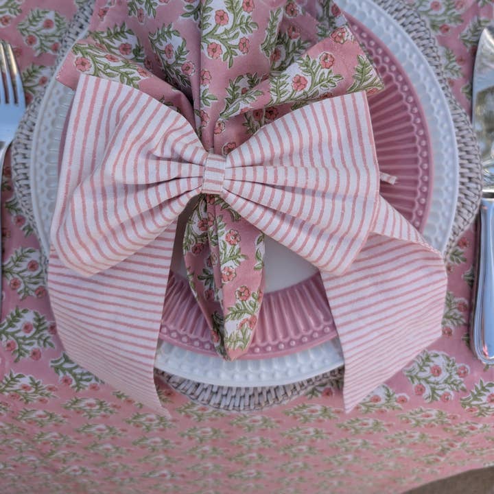 Pink Stripe Handmade Bow, 2 sizes for wholesale by LNH EDIT