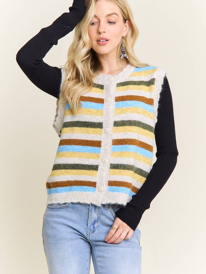 CESW4169-STRUKTURERET STRIKVEST MED KNAPPER NED for engroshandel hos ADORA LA