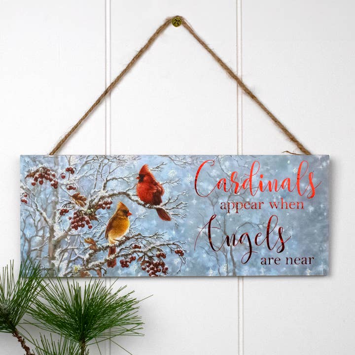 Cartel de madera Cardinals Appear con colgador de cuerda para venta al por mayor de Glow Decor