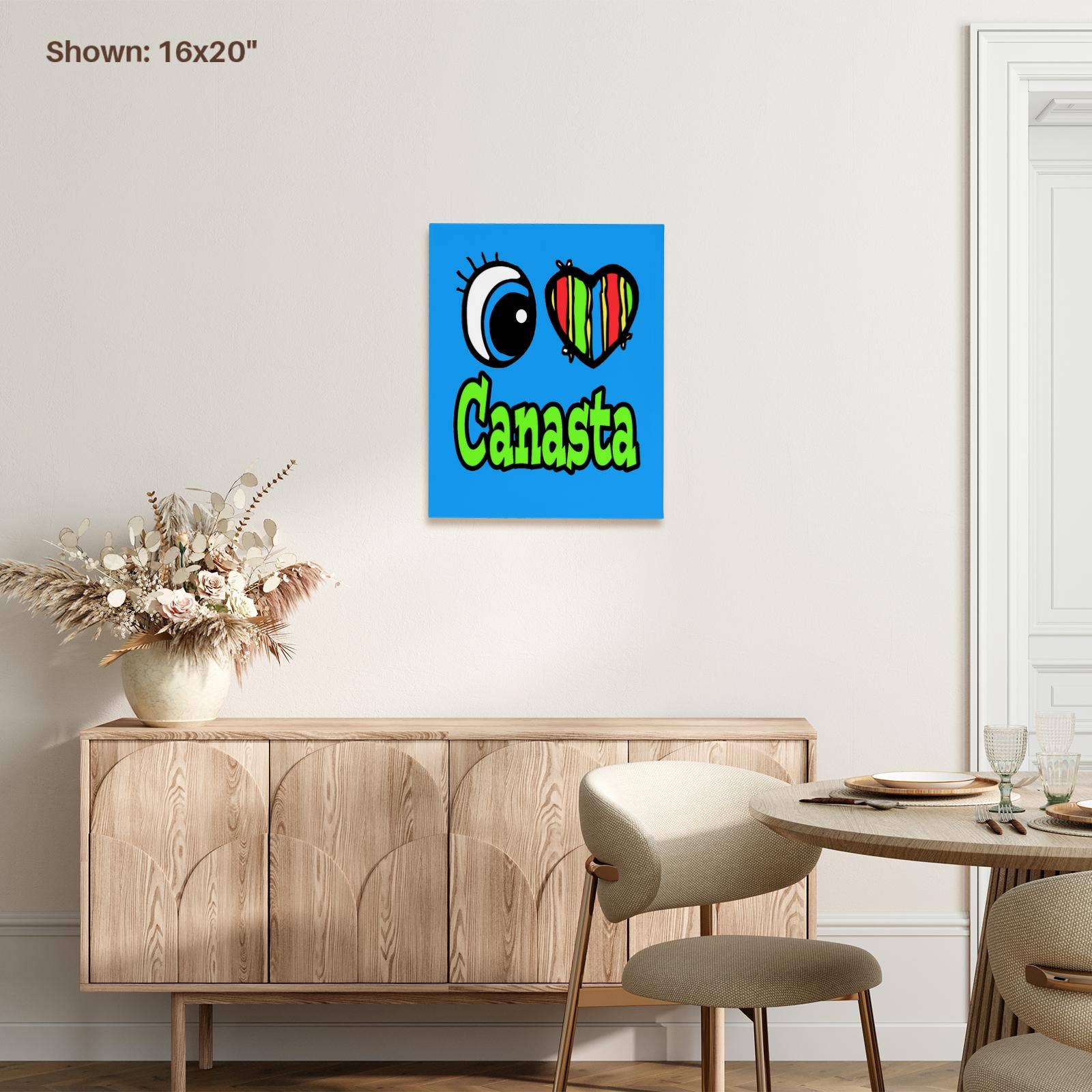 3dRose - Wholesale Art Print - 3dRose, Bright Eye Heart I Love Canasta, Museum Grade Canvas Wrap6