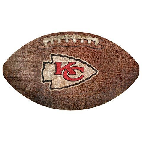 Kansas City Chiefs 12" Football Shaped Sign for wholesale by Fan Creations